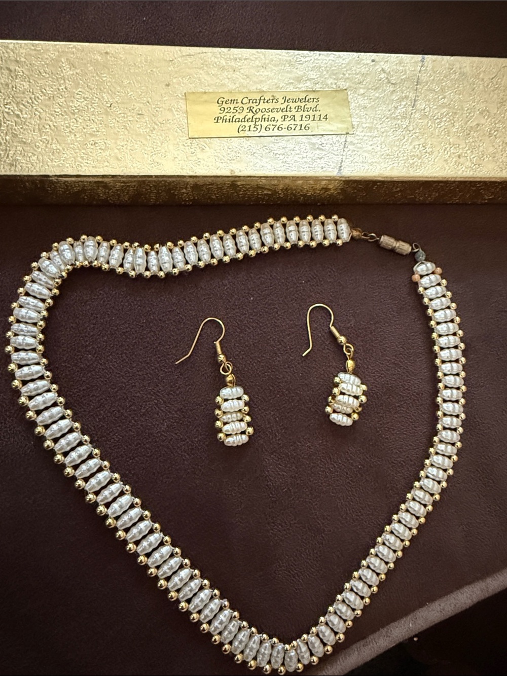 Gold and freshwater pearl Necklace & Earrings Set - Classic Women Jewelry